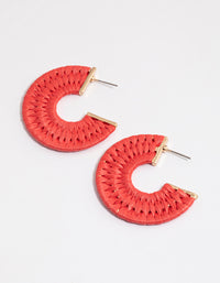 Raffia Red Round Hoop Earrings - link has visual effect only