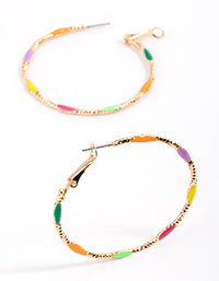 Gold Enamel Oversized Thin Hoop Earrings - link has visual effect only