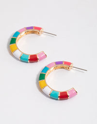 Gold Thick Enamel Hoop Earrings - link has visual effect only