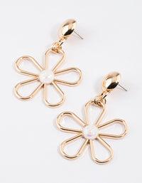 Gold Oversized Flower Drop Earrings - link has visual effect only