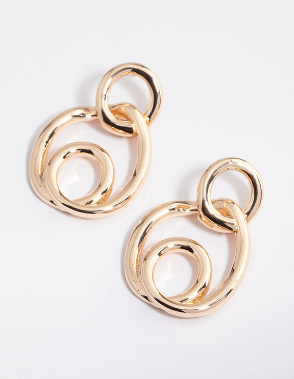 Gold Swirl Statement Earrings