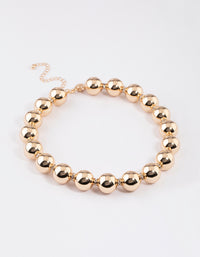 Gold Round Beaded Necklace - link has visual effect only