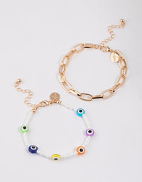 Gold Multi Evil Eye Bracelet Pack - link has visual effect only