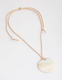 Fabric Rounded Disc Shell Necklace - link has visual effect only