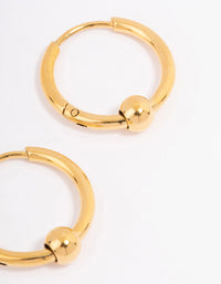 Gold Plated Stainless Steel Classic Ball Huggie Earrings - link has visual effect only