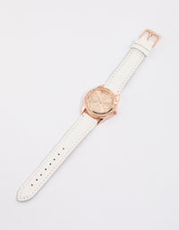 Rose Gold Diamante Dial Faux Leather Watch - link has visual effect only