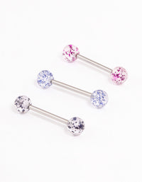 Surgical Steel Glitter Tongue Ring Pack - link has visual effect only