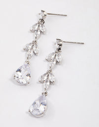 Rhodium Double Vine Teardrop Earrings - link has visual effect only