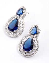 Silver Double Graduating Pear Stud Earrings - link has visual effect only