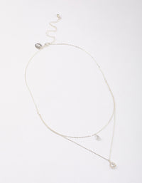 Silver Double Pear Layered Necklace - link has visual effect only