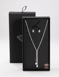 Rhodium Cupchain Y-Neck Jewellery Set - link has visual effect only