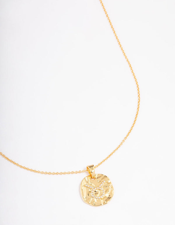 Gold Plated Taurus Coin Pendant Necklace