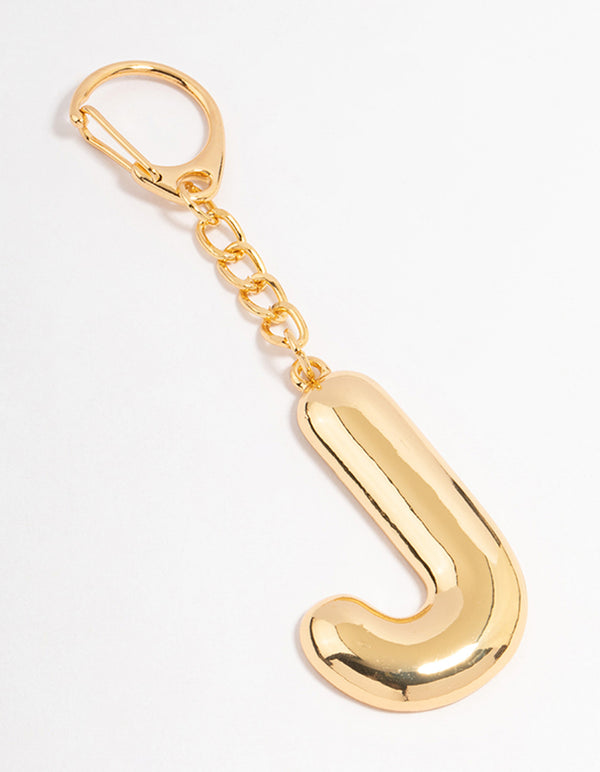 Gold Plated Letter 'J' Initial Key Ring