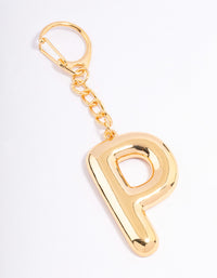 Gold Plated Letter 'P' Initial Key Ring - link has visual effect only