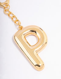 Gold Plated Letter 'P' Initial Key Ring - link has visual effect only