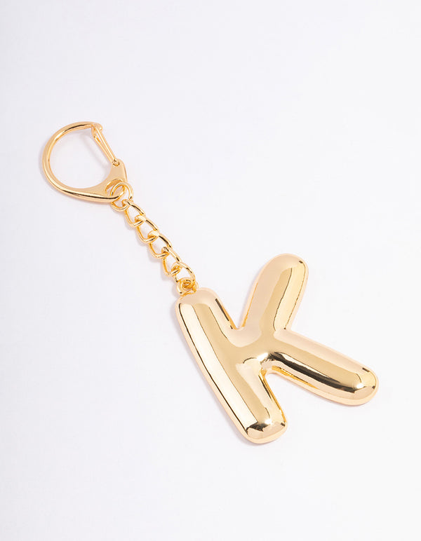 Gold Plated Letter 'K' Initial Key Ring