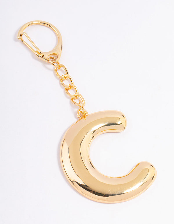 Gold Plated Letter 'C' Initial Key Ring