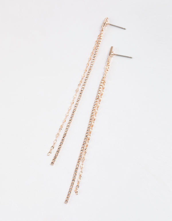 Rose Gold Chain & Cupchain Drop Earrings