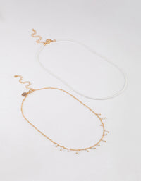 Gold Flower Pearl Layered Necklace - link has visual effect only