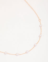 Rose Gold Dainty Pearl Necklace - link has visual effect only