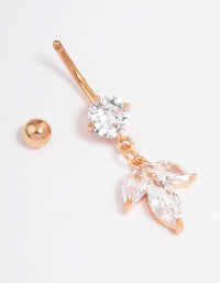 Surgical Steel Cubic Zirconia Petal Drop Belly Ring - link has visual effect only