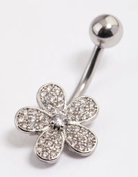 Surgical Steel Cubic Zirconia Pave Daisy Belly Ring - link has visual effect only