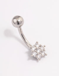 Surgical Steel Cubic Zirconia Flower Claw Belly Ring - link has visual effect only