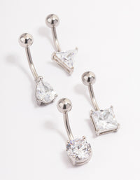 Surgical Steel Mixed Cubic Zirconia Claw Belly Ring 4-Pack - link has visual effect only