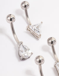 Surgical Steel Mixed Cubic Zirconia Claw Belly Ring 4-Pack - link has visual effect only