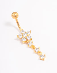 Gold Plated Surgical Steel Cubic Zirconia Triple Belly Ring - link has visual effect only