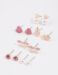 Kids Pink Pop Corn Stud Earrings 6-Pack - link has visual effect only