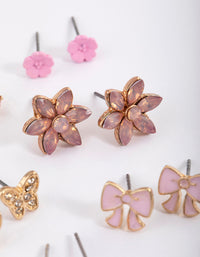 Kids Pink Bow Stud Earrings 6-Pack - link has visual effect only