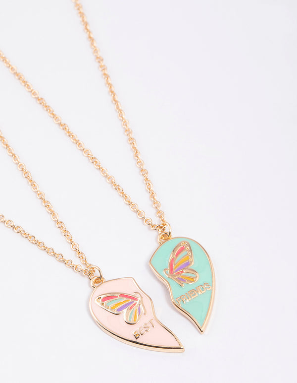 Kids Butterfly Heart BFF Necklace