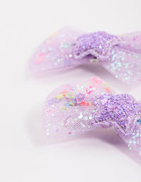 Kids Purple Star Bow Clips Pack - link has visual effect only