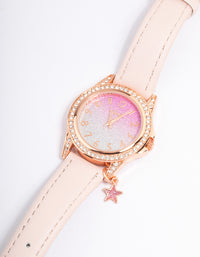 Kids Rose Gold Star Glitter Faux Leather Watch - link has visual effect only