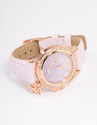 Kids Lilac & Rose Gold Coloured Faux Leather Watch - link has visual effect only