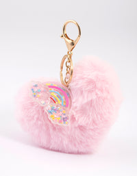 Kids Fabric Heart Pom Pom Key Ring - link has visual effect only