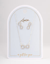 Silver Diamante Infinity Jewellery Set - link has visual effect only