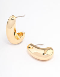 Gold Plated Small Bold Wide Hoop Earrings - link has visual effect only