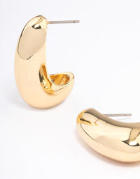 Gold Plated Small Bold Wide Hoop Earrings - link has visual effect only