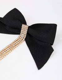 Gold Diamante Statement Bow Drop Earrings - link has visual effect only