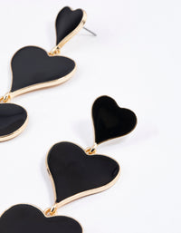 Gold Graduated Triple Heart Drop Earrings - link has visual effect only