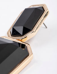 Gold Statement Square Double Stone Drop Earrings - link has visual effect only