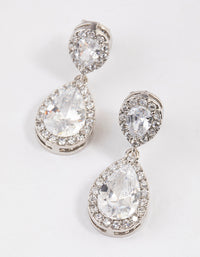 Rhodium Cubic Zirconia Angelina Drop Earrings - link has visual effect only