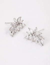 Rhodium Cubic Zirconia Navette Mini Stud Earrings - link has visual effect only