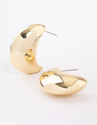 Gold Plated Point Bold Wide Huggie Earrings - link has visual effect only