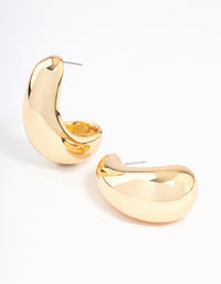 Gold Plated Bold Wide Hoop Earrings - link has visual effect only