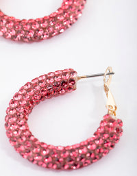 Coated Pink Jet Crusted Hoop Earrings - link has visual effect only