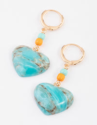 Gold Turquoise Heart Drop Earrings - link has visual effect only