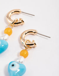 Gold Evil Eye & Heart Drop Earrings - link has visual effect only